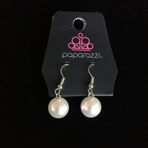 Buy 2 Get 1 Paparazzi Faux Pearl Silver Tone Hook Back Earrings - Picture 1 of 5